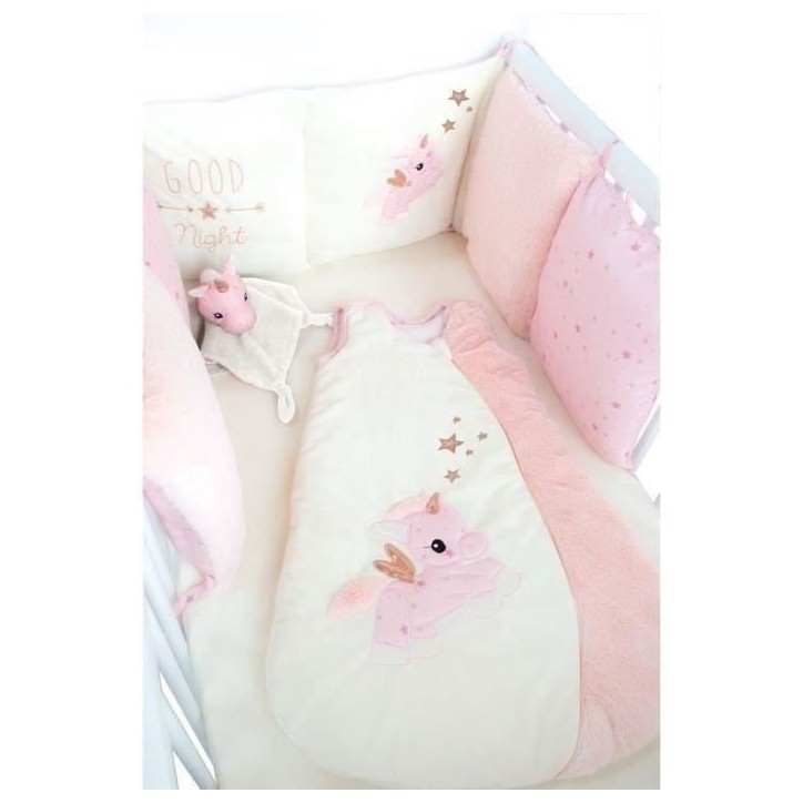 DOMIVA Tour de lit Jolly - Microfibre 100% Polyester - Adaptable - Blanc/Rose - 30 x 180 cm DOMIVA Tour de lit Jolly - Microfibre 100% Polyester - Adaptable - Blanc/Rose - 30 x 180 cm