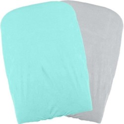 DOMIVA Lot 2 Housses matelas a langer - Polycoton - oeko-Tex - Aqua/Pe