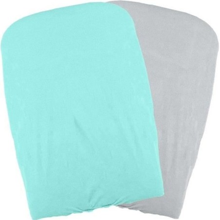DOMIVA Lot 2 Housses matelas a langer - Polycoton - oeko-Tex - Aqua/Pe