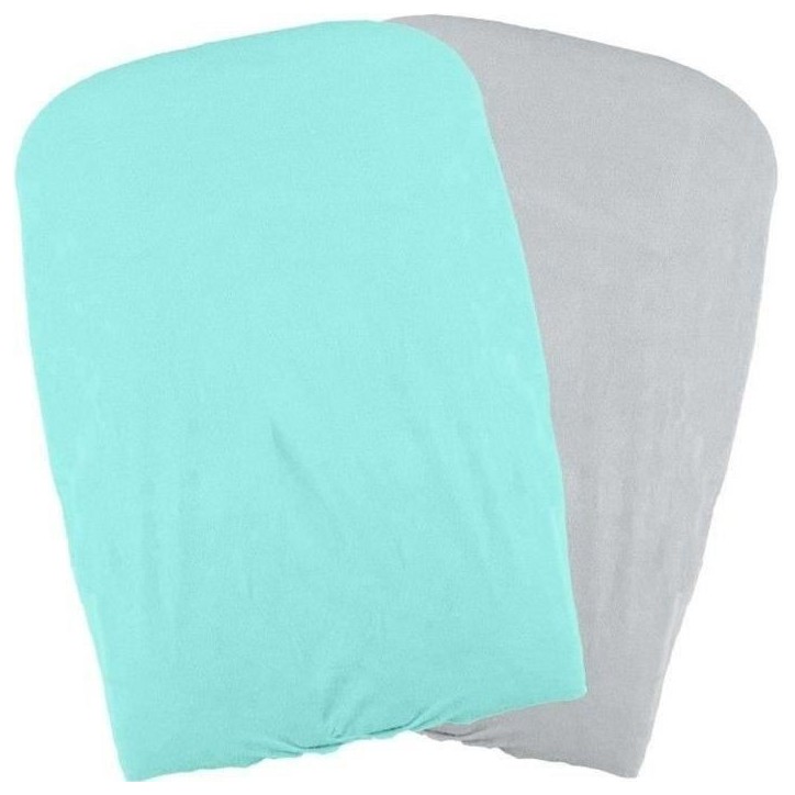 DOMIVA Lot 2 Housses matelas a langer - Polycoton - oeko-Tex - Aqua/Perle - 50 x 75 cm DOMIVA Lot 2 Housses matelas a langer - Polycoton - oeko-Tex - Aqua/Perle - 50 x 75 cm