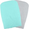DOMIVA Lot 2 Housses matelas a langer - Polycoton - oeko-Tex - Aqua/Pe