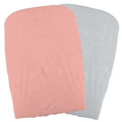 DOMIVA Lot 2 Housses matelas a langer - Polycoton - oeko-Tex - Peche/P