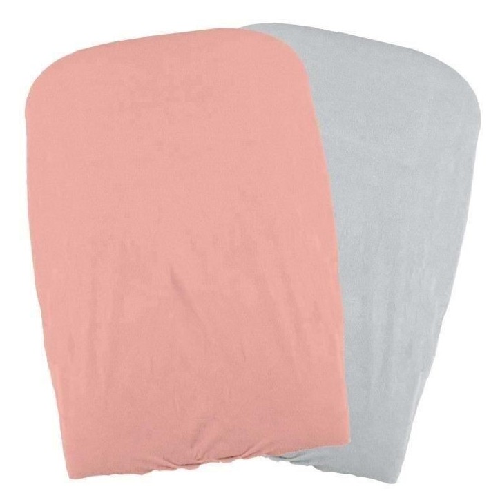 DOMIVA Lot 2 Housses matelas a langer - Polycoton - oeko-Tex - Peche/Perle - 50 x 75 cm