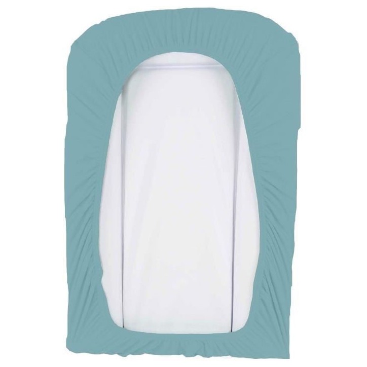 DOMIVA Lot 2 Housses matelas a langer - Eponge polycoton - oeko-Tex - Blanc/Nile - 50 x 75 cm DOMIVA Lot 2 Housses matelas a langer - Eponge polycoton - oeko-Tex - Blanc/Nile - 50 x 75 cm