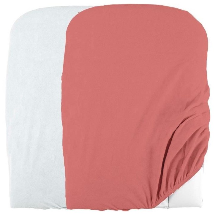 Lot de 2 housses de matelas a langer en éponge bouclette - Blanc / Terracotta - 50 X 75 cm Lot de 2 housses de matelas a langer en éponge bouclette - Blanc / Terracotta - 50 X 75 cm