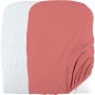 Lot de 2 housses de matelas a  langer en éponge bouclette - Blanc / Terracotta - 50 X 75 cm