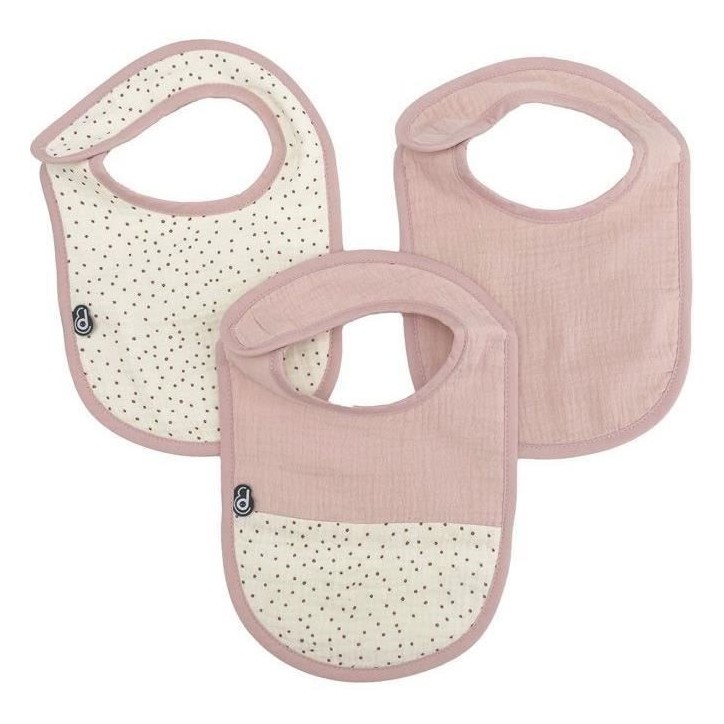 Lot x3 bavoirs - DOMIVA - 0-6 mois - Gaze de coton - Vieux rose Lot x3 bavoirs - DOMIVA - 0-6 mois - Gaze de coton - Vieux rose