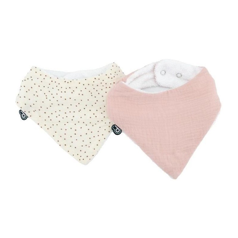 Lot x2 bavoirs bandana - DOMIVA - TU - Mousseline - Vieux rose pois