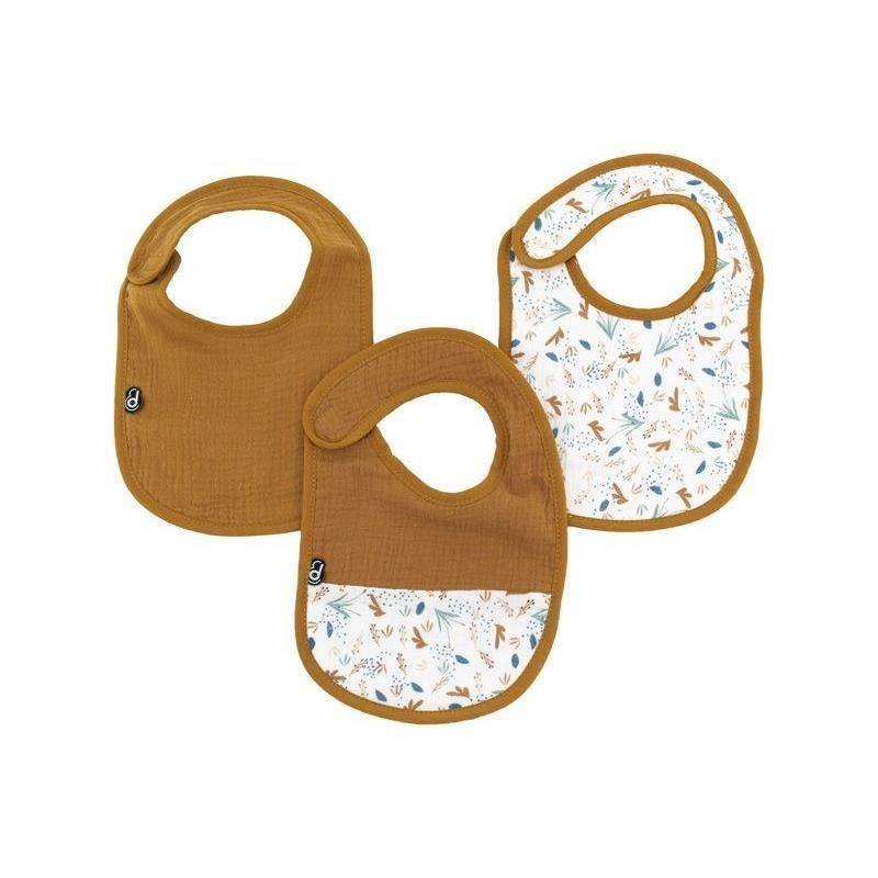 Lot x3 bavoirs - DOMIVA - 0-6 mois - Gaze de coton - Caramel imprimé Lot x3 bavoirs - DOMIVA - 0-6 mois - Gaze de coton - Caramel imprimé