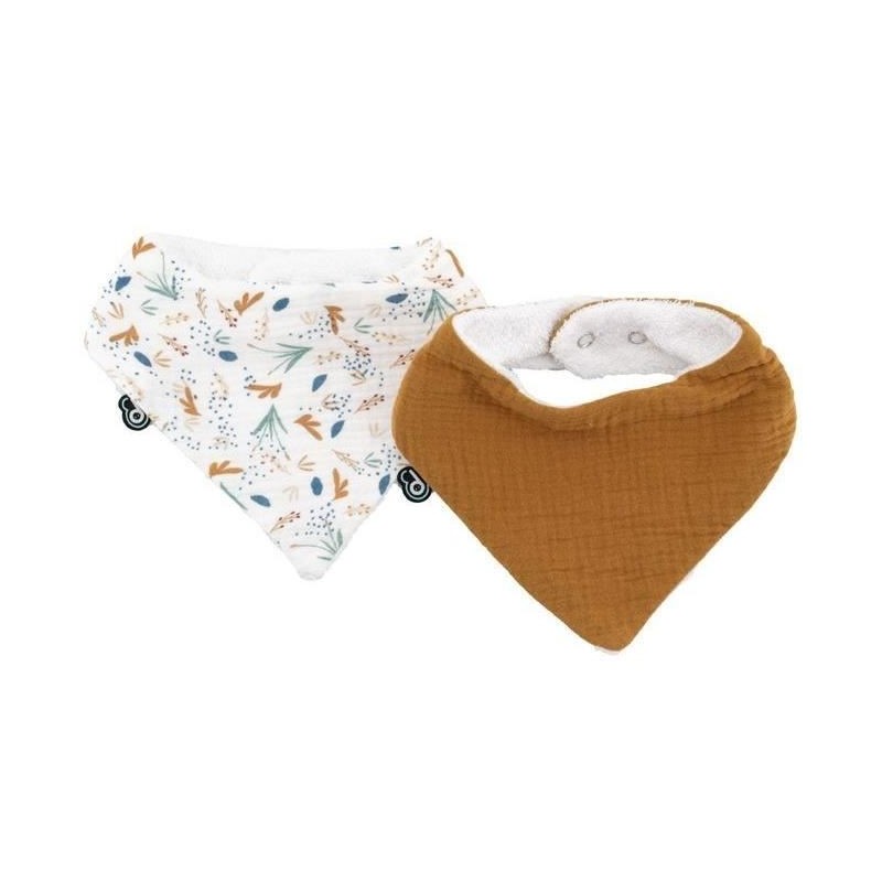 Lot de 2 bavoirs bandana - DOMIVA - TU - Mousseline - Caramel Imprimé