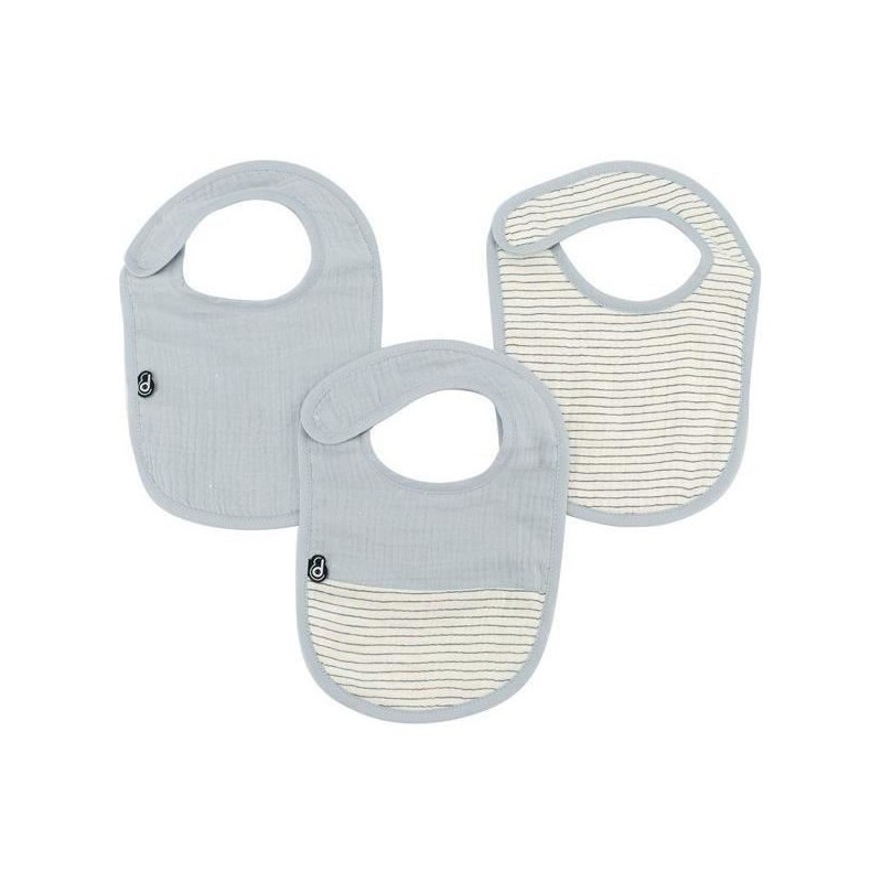Lot x3 bavoirs - DOMIVA - 0-6 mois - Gaze de coton - Bleu vintage
