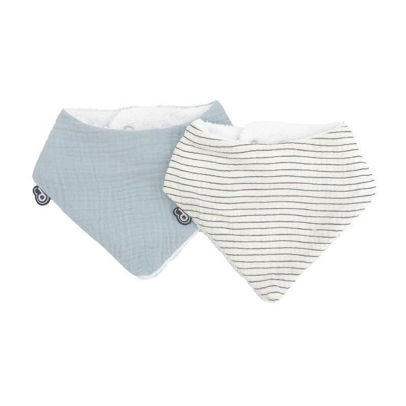 Lot de 2 bavoirs bandana - DOMIVA - TU - Mousseline - Bleu Vintage Ray