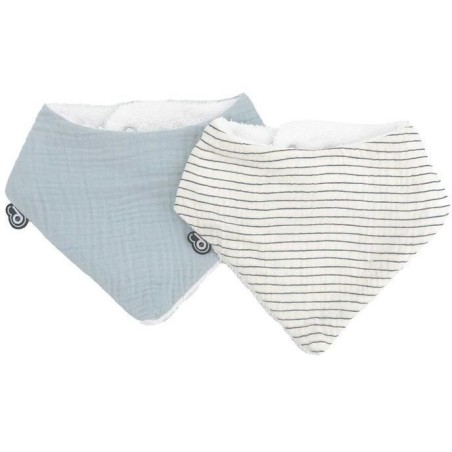 Lot de 2 bavoirs bandana - DOMIVA - TU - Mousseline - Bleu Vintage Ray