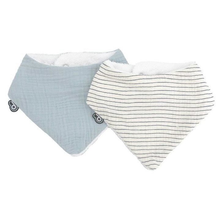 Lot de 2 bavoirs bandana - DOMIVA - TU - Mousseline - Bleu Vintage Rayures Lot de 2 bavoirs bandana - DOMIVA - TU - Mousseline - Bleu Vintage Rayures