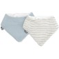 Lot de 2 bavoirs bandana - DOMIVA - TU - Mousseline - Bleu Vintage Rayures