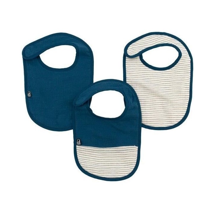 Lot x3 bavoirs - DOMIVA - 6-12 mois - Gaze de coton - Indigo Lot x3 bavoirs - DOMIVA - 6-12 mois - Gaze de coton - Indigo