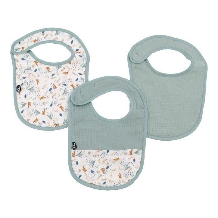 Lot x3 bavoirs - DOMIVA - 0-6 mois - Gaze de coton - Celadon Lot x3 bavoirs - DOMIVA - 0-6 mois - Gaze de coton - Celadon