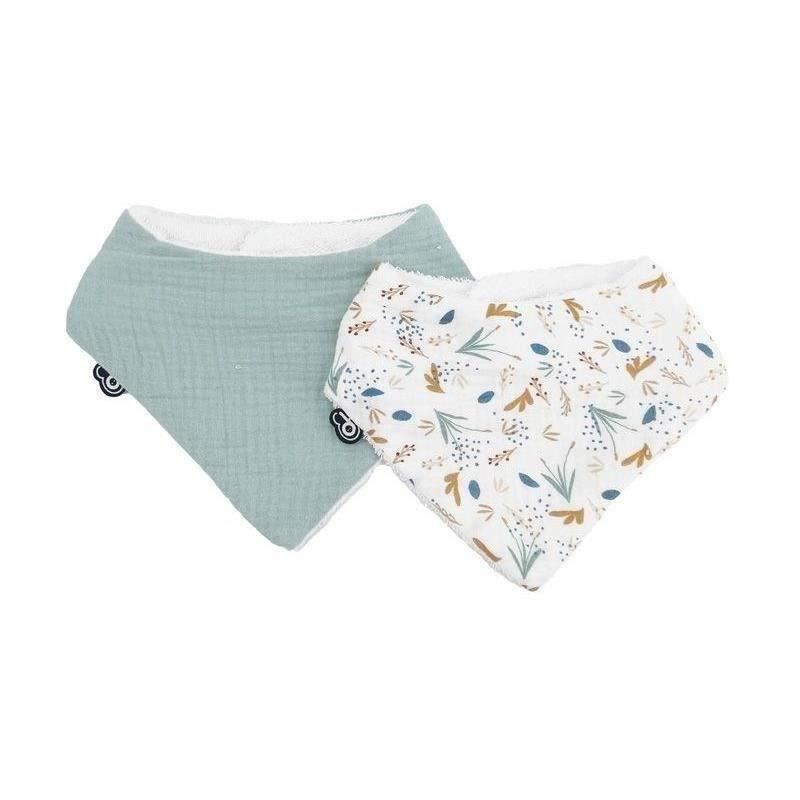 Lot x2 bavoirs bandana - DOMIVA - TU - Mousseline - Celadon imprimé a