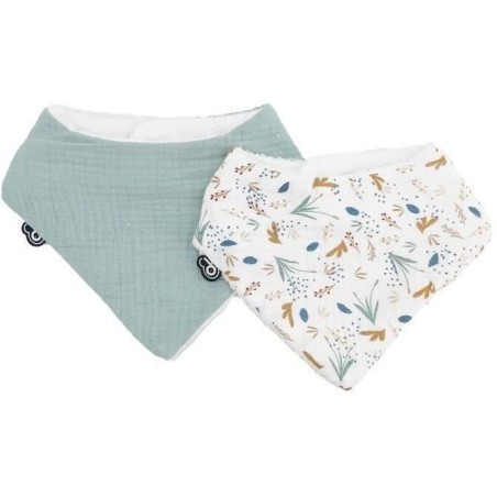 Lot x2 bavoirs bandana - DOMIVA - TU - Mousseline - Celadon imprimé a