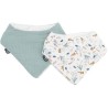 Lot x2 bavoirs bandana - DOMIVA - TU - Mousseline - Celadon imprimé a
