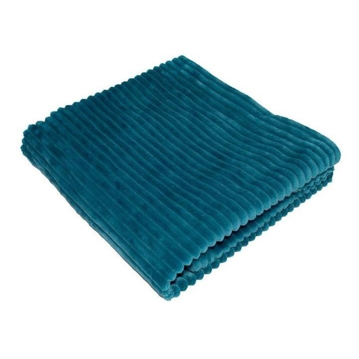 Couverture boudoir - DOMIVA - Paon - 75 x 100 cm - Velours côtelé, douce et chaude