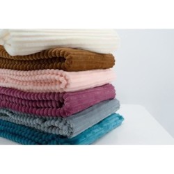 Couverture boudoir - DOMIVA - Gris bleu - 75 x 100 cm - Velours côtel