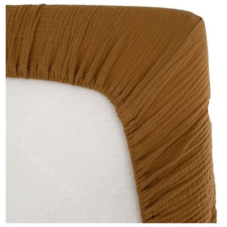 Drap housse lange - DOMIVA - AU FIL DE L'EAU - Caramel - 70 x 140 cm