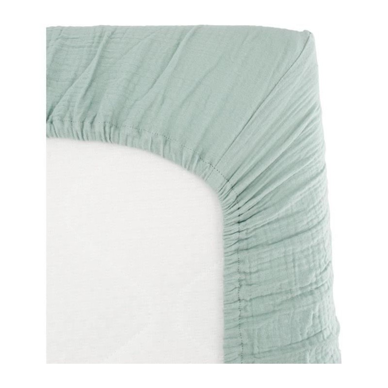 Drap housse lange - DOMIVA - 70x140 cm - Celadon - Gaze de coton Drap housse lange - DOMIVA - 70x140 cm - Celadon - Gaze de coton