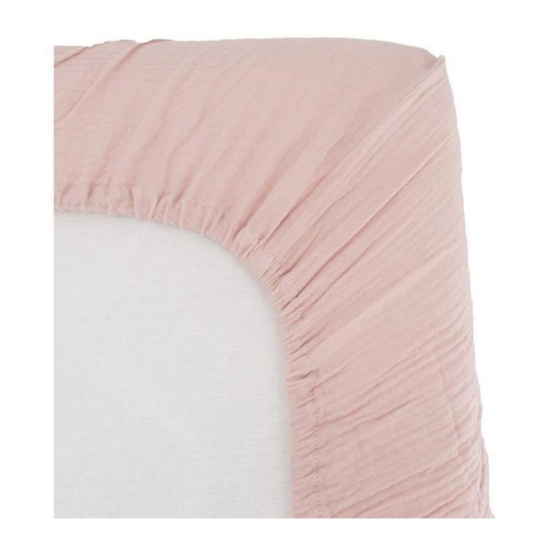Drap housse lange - DOMIVA - 60x120 cm - Vieux rose - Gaze de coton Drap housse lange - DOMIVA - 60x120 cm - Vieux rose - Gaze de coton