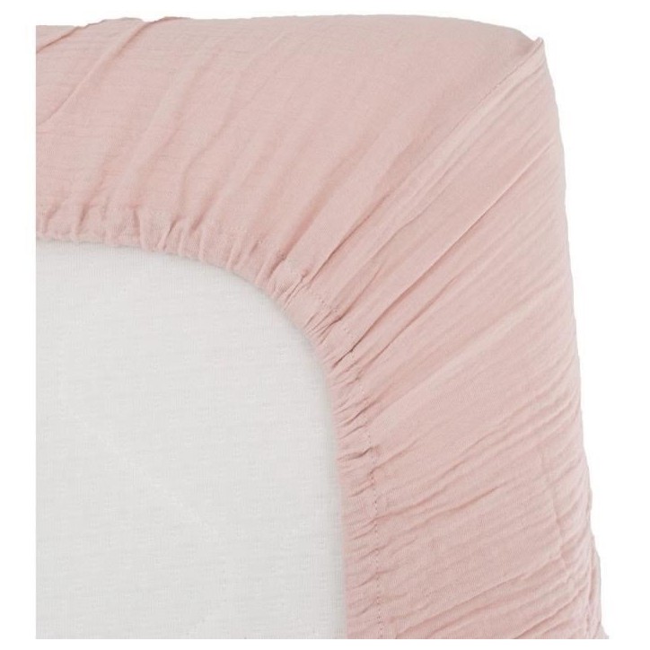 Drap housse lange - DOMIVA - 60x120 cm - Vieux rose - Gaze de coton Drap housse lange - DOMIVA - 60x120 cm - Vieux rose - Gaze de coton