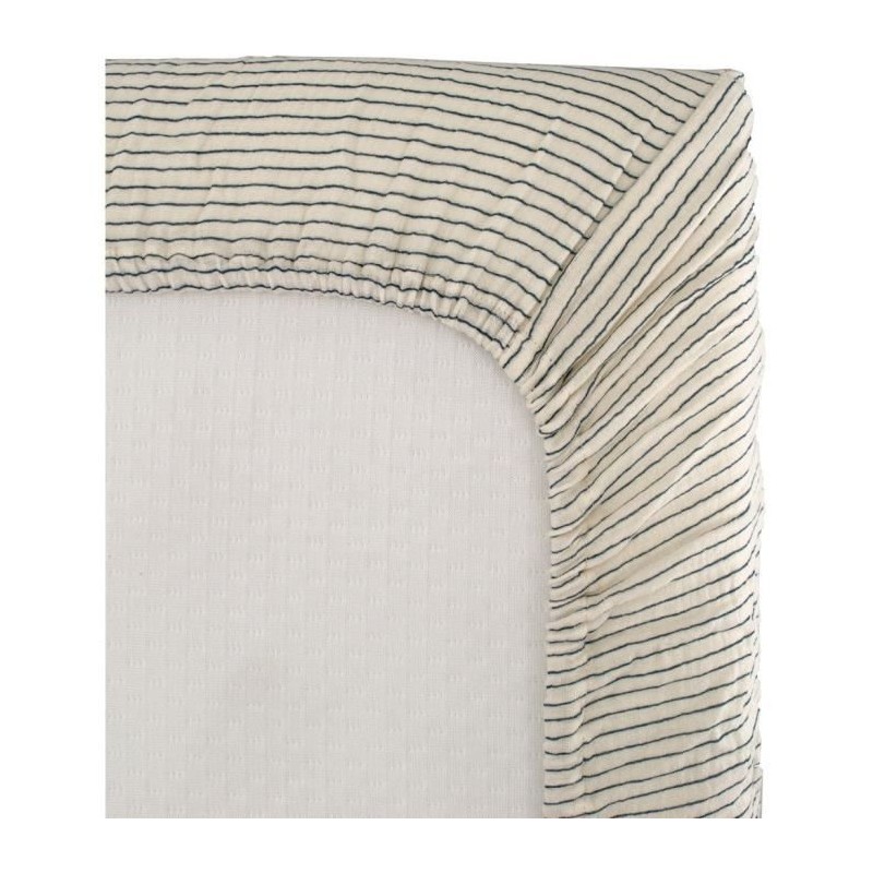 Drap housse lange - DOMIVA - 60x120 cm - Rayures - Gaze de coton Drap housse lange - DOMIVA - 60x120 cm - Rayures - Gaze de coton