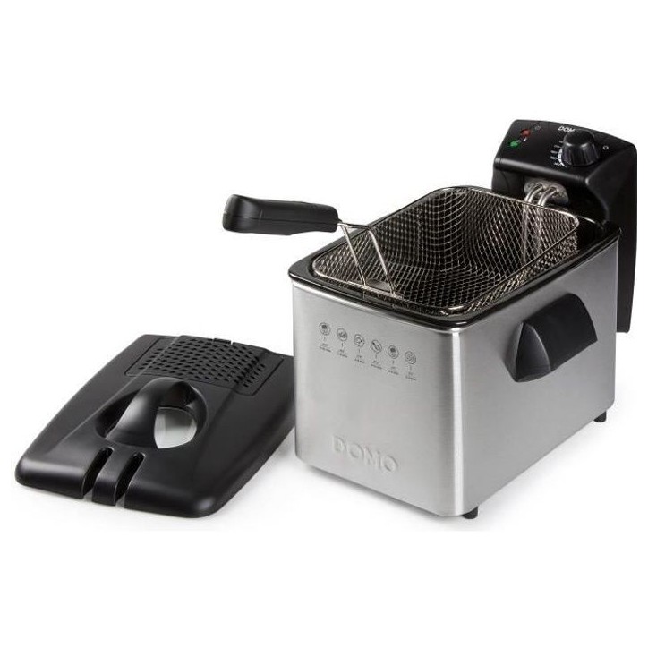 Friteuse - DOMO - 4L - 3000W - Température variable - Puissance électrique - Contenance Friteuse - DOMO - 4L - 3000W - Température variable - Puissance électrique - Contenance