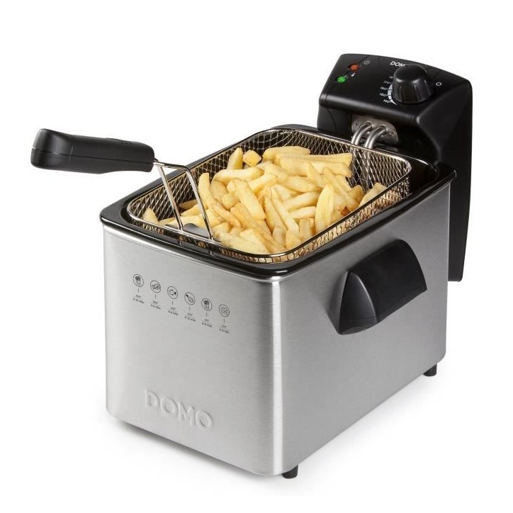 Friteuse - DOMO - 4L - 3000W - Température variable - Puissance électrique - Contenance Friteuse - DOMO - 4L - 3000W - Température variable - Puissance électrique - Contenance
