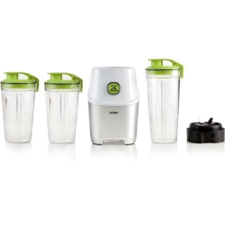 Blender DOMO Xpower - DO700BL - 1000 W - 3 bouteilles (700 ml et 2 bouteilles 500 ml) - 10 pieces - Gris