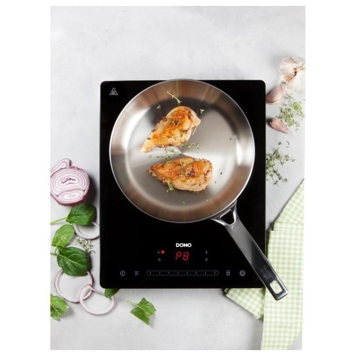 DOMO DO332IP - Plaque a induction 1 feu - 2000W - Touchscreen - Minuteur numérique 3h - 8 niveaux de puissance - 20cm