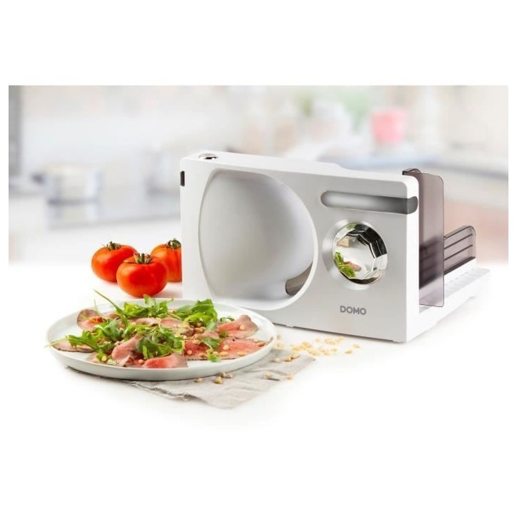 Trancheuse - DOMO - diametre 17cm - Réglage coupe 1 a 15 mm - 120W Trancheuse - DOMO - diametre 17cm - Réglage coupe 1 a 15 mm - 120W
