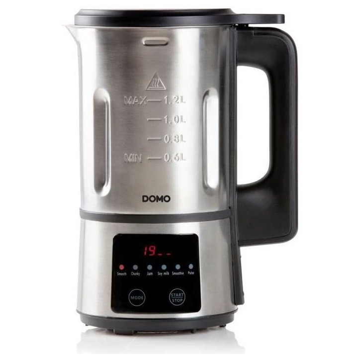 Blender chauffant DOMO - Inox – 1,2 L - 6 programmes – 800 Watt – DO727BL Blender chauffant DOMO - Inox – 1,2 L - 6 programmes – 800 Watt – DO727BL