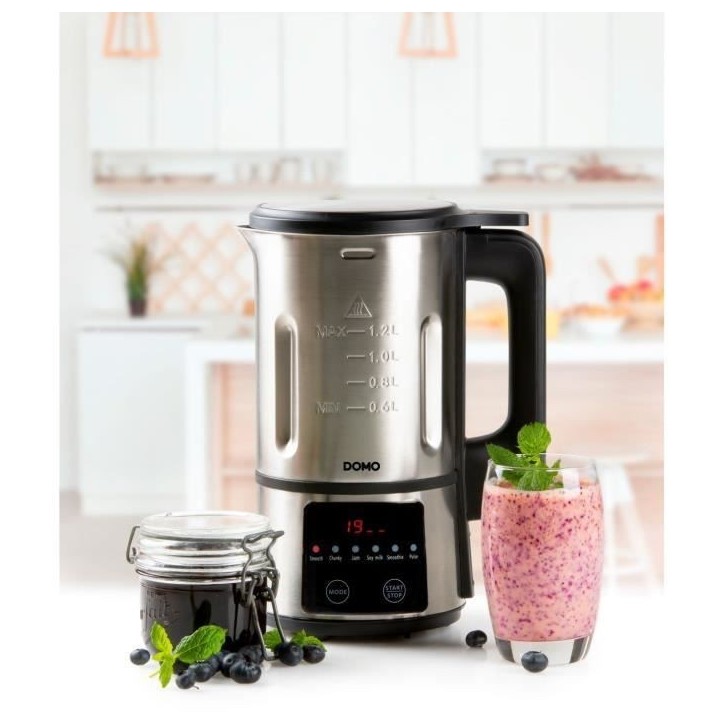Blender chauffant DOMO - Inox – 1,2 L - 6 programmes – 800 Watt – DO727BL Blender chauffant DOMO - Inox – 1,2 L - 6 programmes – 800 Watt – DO727BL