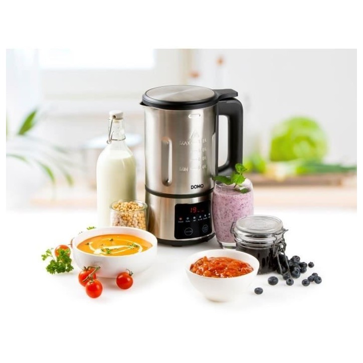 Blender chauffant DOMO - Inox – 1,2 L - 6 programmes – 800 Watt – DO727BL Blender chauffant DOMO - Inox – 1,2 L - 6 programmes – 800 Watt – DO727BL
