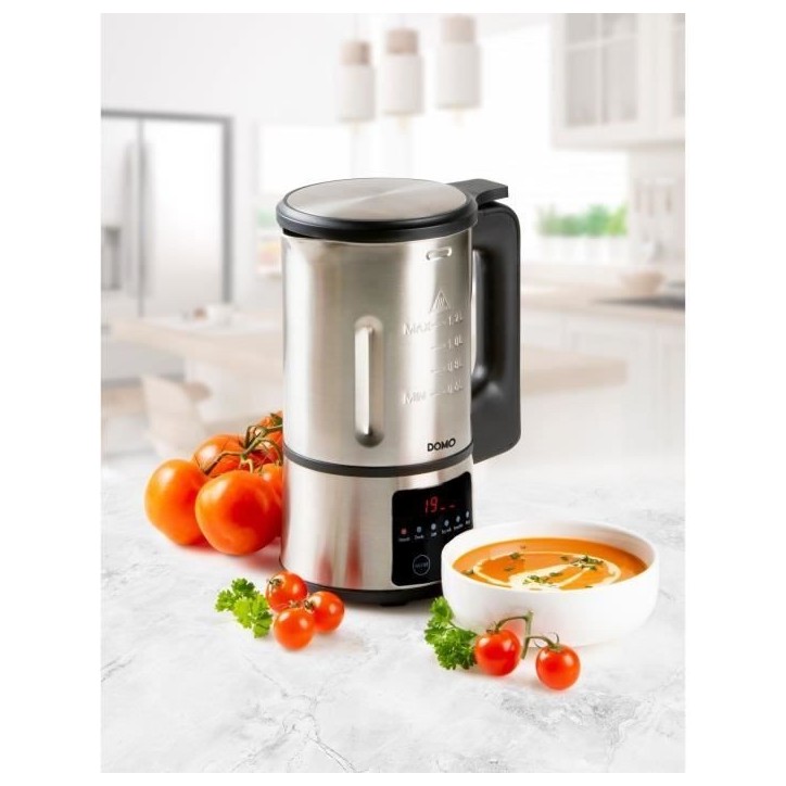 Blender chauffant DOMO - Inox – 1,2 L - 6 programmes – 800 Watt – DO727BL Blender chauffant DOMO - Inox – 1,2 L - 6 programmes – 800 Watt – DO727BL