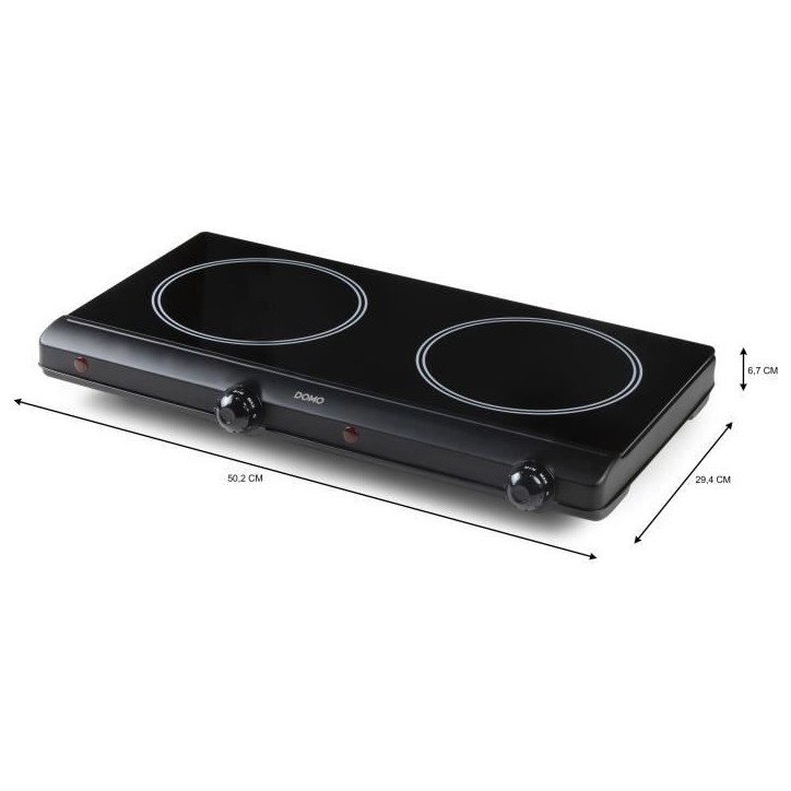 Plaque de cuisson - DOMO - 2 feux - 50,2 x 29,4 x 6,7 cm - DO339KP Plaque de cuisson - DOMO - 2 feux - 50,2 x 29,4 x 6,7 cm - DO339KP