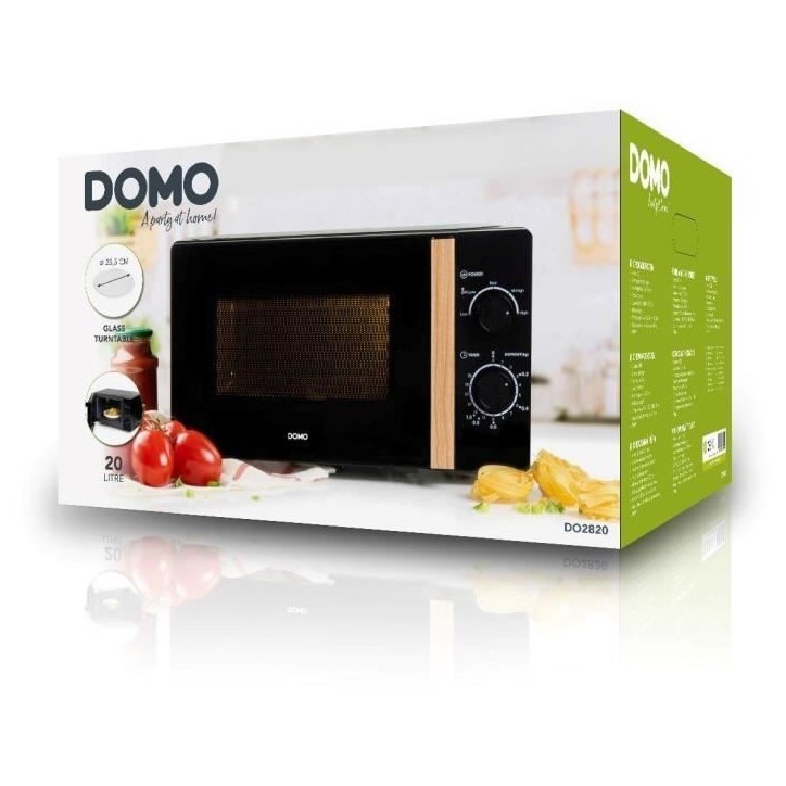 Four micro-ondes DOMO DO2820 - 20L - 700W - Minuterie 35mn - Fonction décongélation - L44 x P35,8 x H 25,8 cm - Noir finition Four micro-ondes DOMO DO2820 - 20L - 700W - Minuterie 35mn - Fonction décongélation - L44 x P35,8 x H 25,8 cm - Noir finition