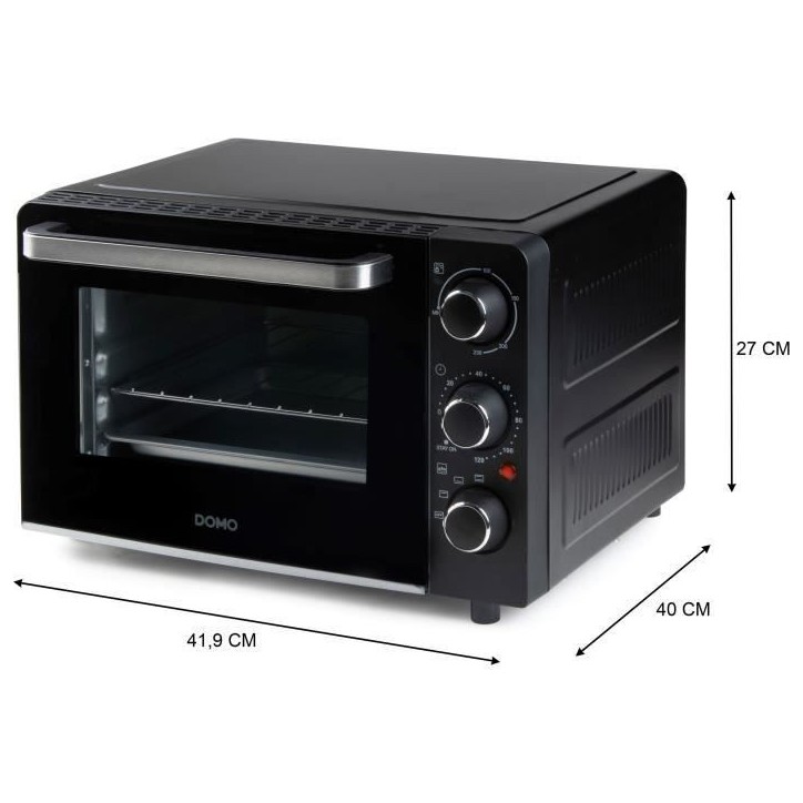 Mini four électrique DOMO DO807GO - 20 L - noir - chaleur haut et bas - minuterie 120 min - 1300W Mini four électrique DOMO DO807GO - 20 L - noir - chaleur haut et bas - minuterie 120 min - 1300W