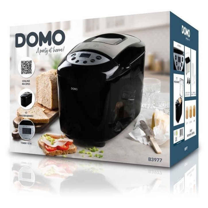 Machine a pain automatique XL - DOMO - B3977 - 850 W - 17 programmes - Ecran LCD Machine a pain automatique XL - DOMO - B3977 - 850 W - 17 programmes - Ecran LCD