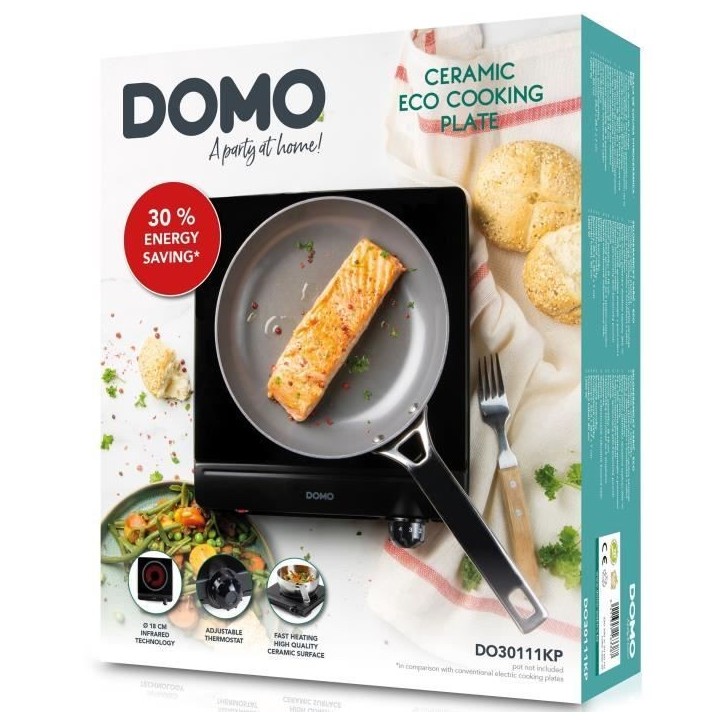 Plaque de cuisson céramique - DOMO - 1 feu - 25,3 x 28,7 x 7 cm - DO30111KP Plaque de cuisson céramique - DOMO - 1 feu - 25,3 x 28,7 x 7 cm - DO30111KP