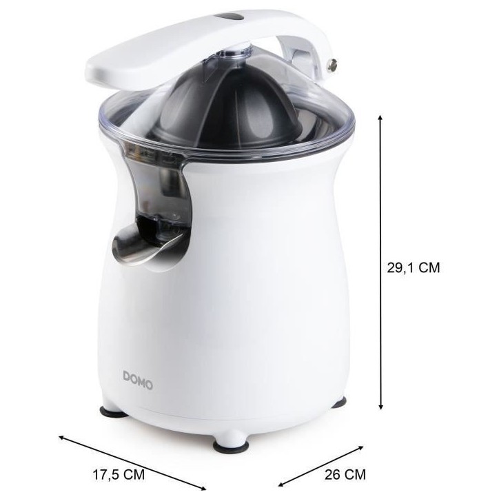 Presse agrumes avec levier - DOMO - DO9269J - 160 W - 460 ml - Blanc Presse agrumes avec levier - DOMO - DO9269J - 160 W - 460 ml - Blanc