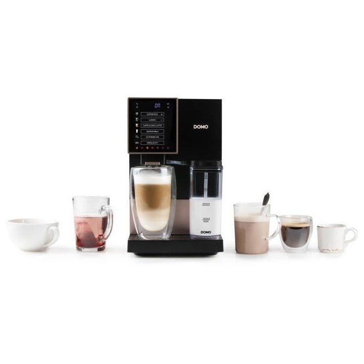 Machine a expresso automatique avec broyeur - DOMO - DO743K - 1350 W - 19 bar - 125 g café - Noir Machine a expresso automatique avec broyeur - DOMO - DO743K - 1350 W - 19 bar - 125 g café - Noir