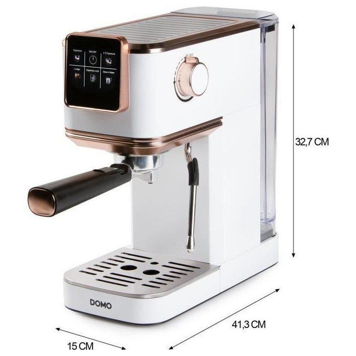 Machine a expresso 3 en 1 - DOMO - DO746K - 1350 W - 20 Bar - Blanc / Rose Machine a expresso 3 en 1 - DOMO - DO746K - 1350 W - 20 Bar - Blanc / Rose
