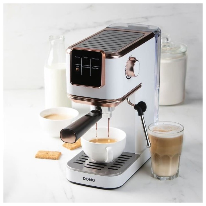 Machine a expresso 3 en 1 - DOMO - DO746K - 1350 W - 20 Bar - Blanc / Rose Machine a expresso 3 en 1 - DOMO - DO746K - 1350 W - 20 Bar - Blanc / Rose