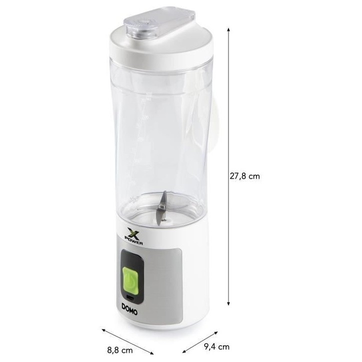 Blender portable sans fil - DOMO - DO752BL - XPOWER - 120 W - 600 ml - Blanc